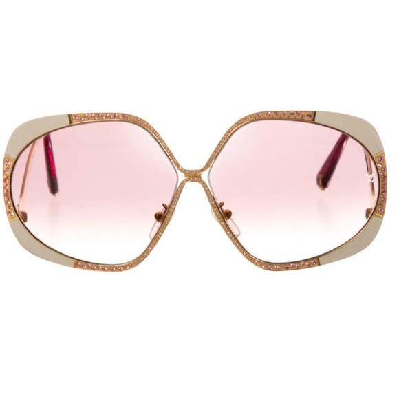 👓💛❤️LOUIS VUITTON VINTAGE SUZY EMBELLISHED OVERSIZED SUNGLASSES Z0400U M1120 - Picture 3 of 17